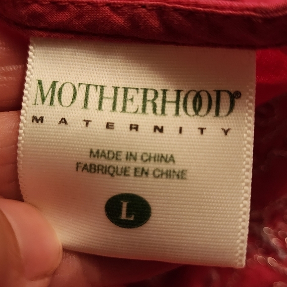 Motherhood Maternity Pink Embroidered V-Neck Tie Back Top Women's Large L EUC - Picture 6 of 8